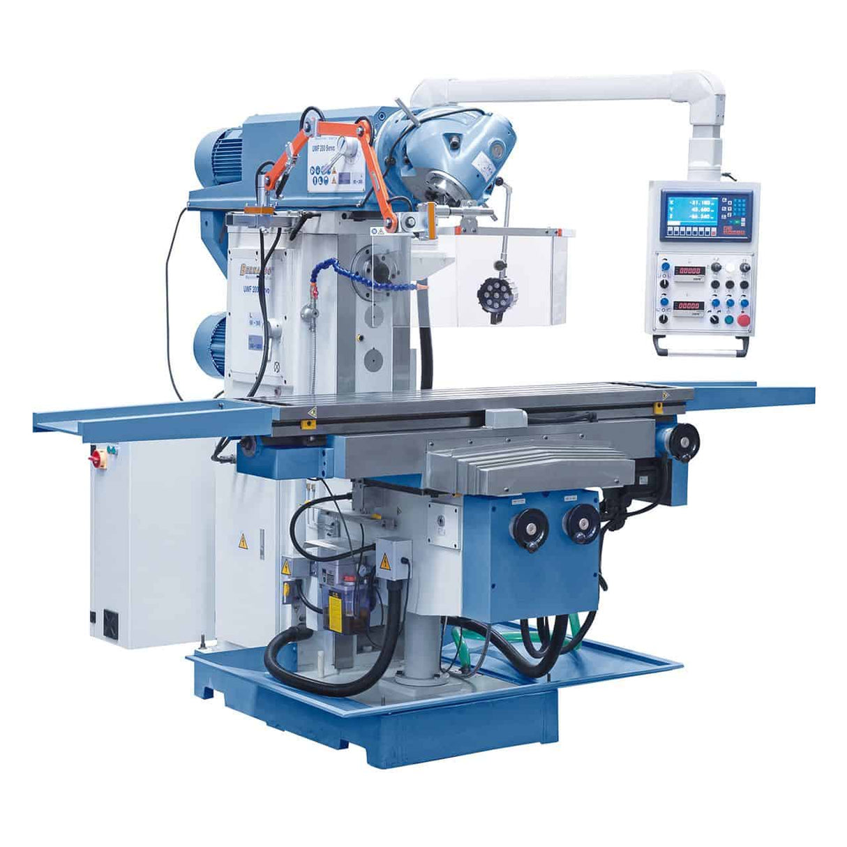 Universal milling machine with servo-assisted turret for UWF 200 Servo feeds
