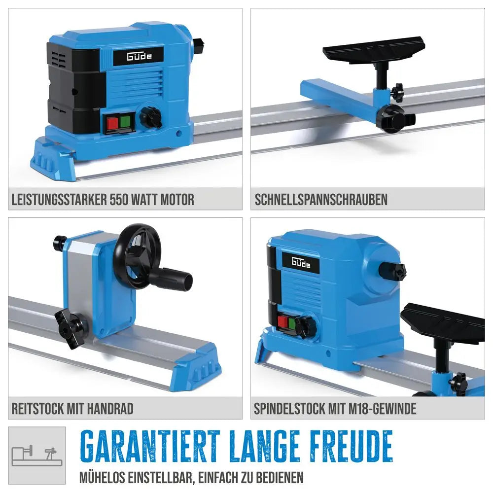 Tornio per legno Güde GDM 600 – 550 W con velocità variabile e struttura in acciaio