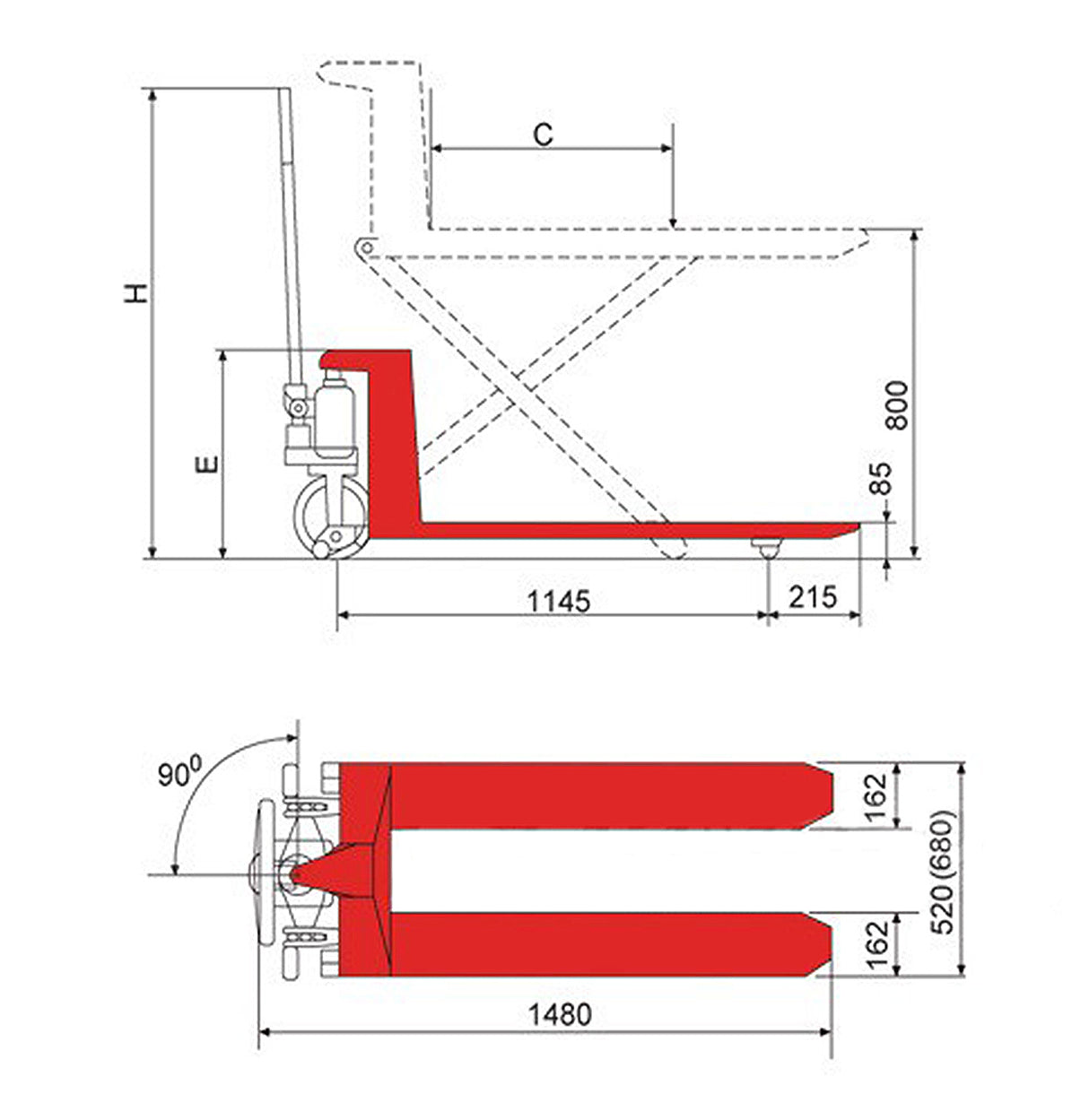 SHW 1000 T Manual Lift Platform Truck