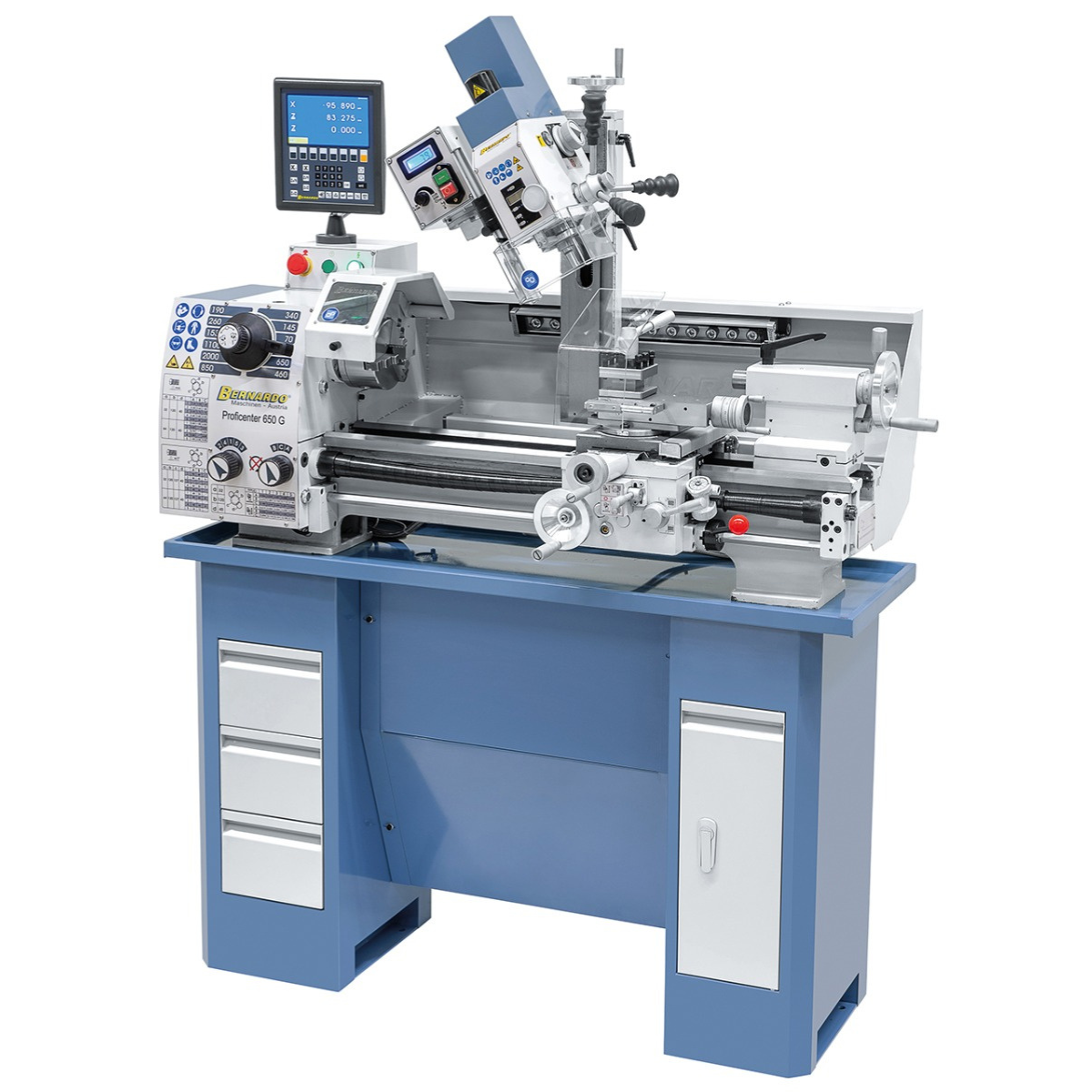 Proficenter 650 G - 230V metal lathe with display and milling machine