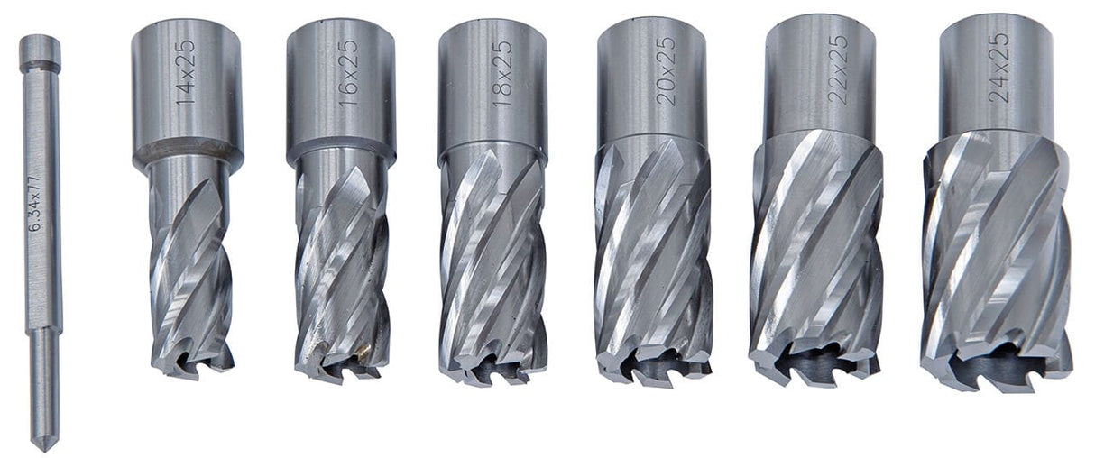 Set fresa a corona standard HSS CDS, 14 - 24 mm, profondità di foratura 25 mm