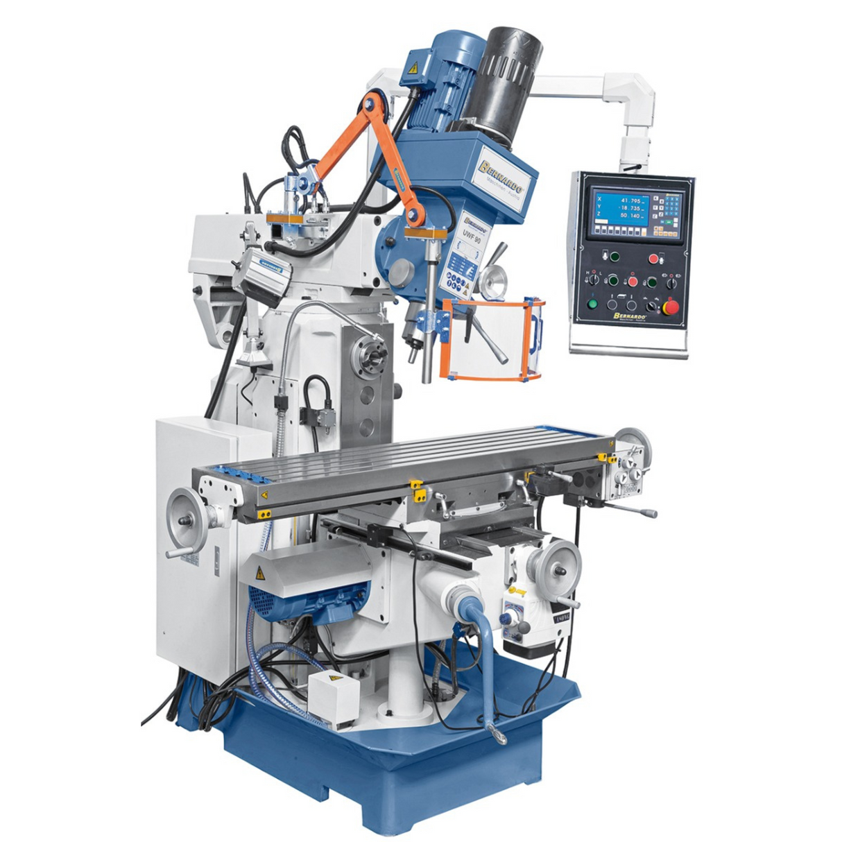 Universal milling machine UWF 90 + 3-axis position display ES-12 H + pneumatic clamping