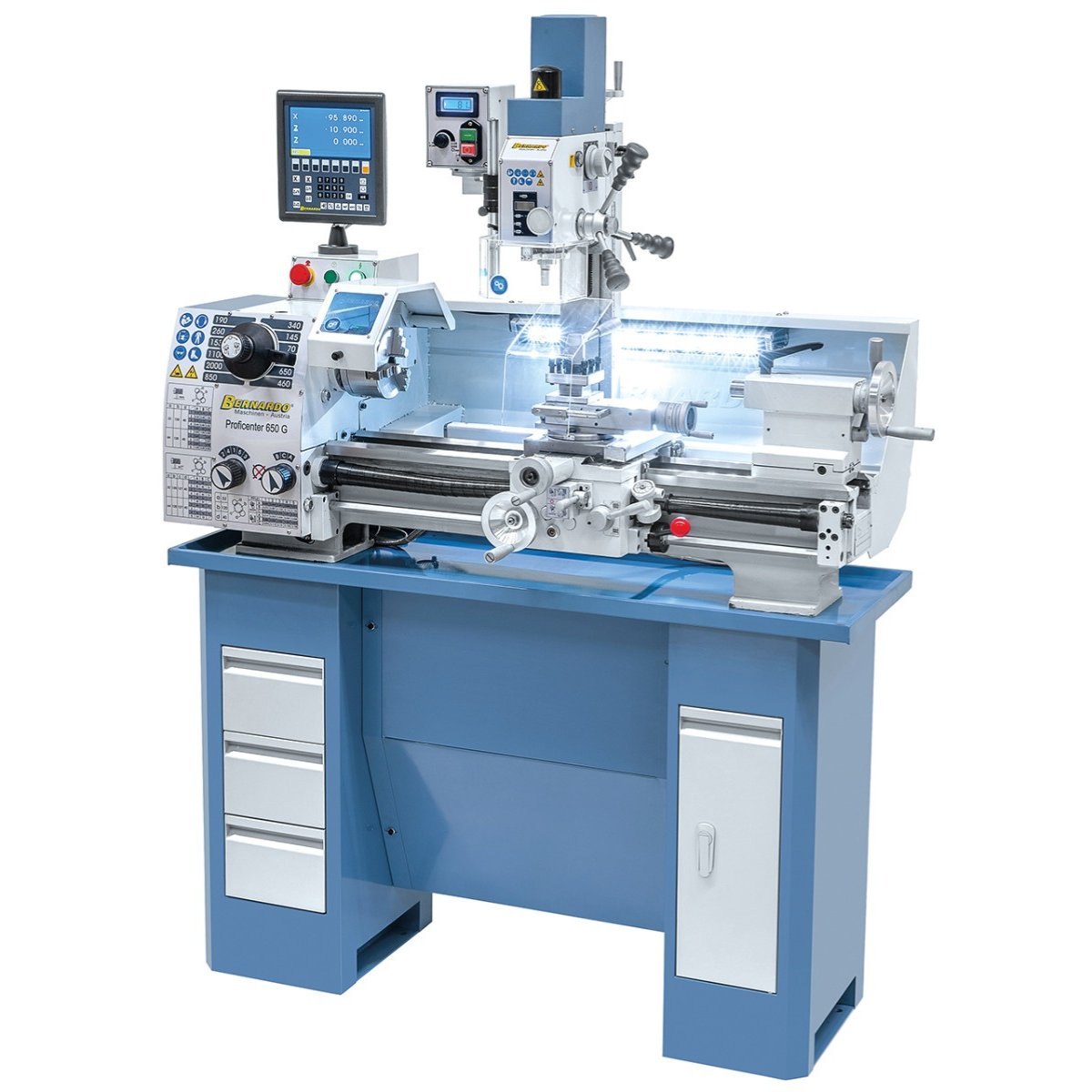 Proficenter 650 G - 230V metal lathe with display and milling machine
