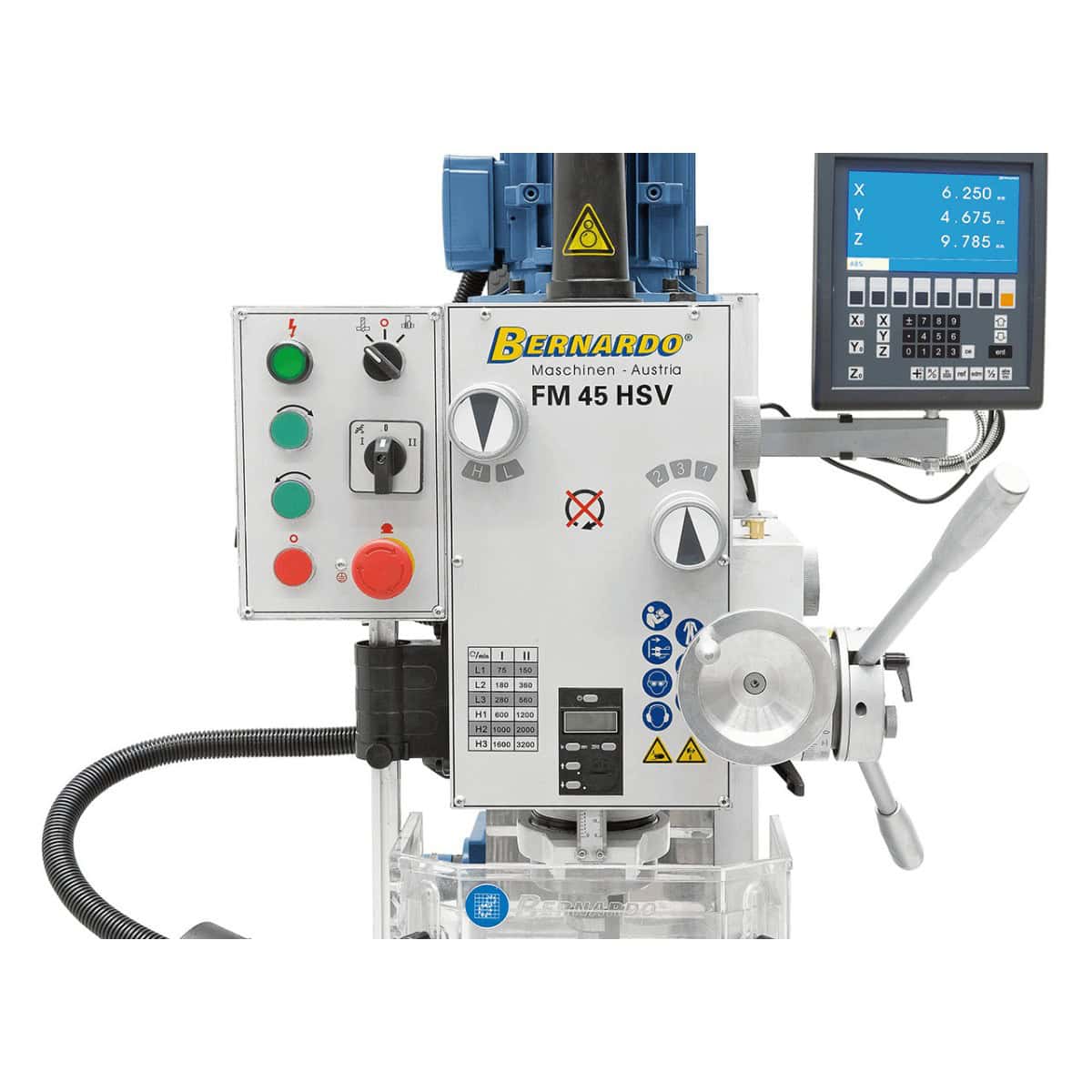 FM 45 HSV drilling and milling machine with 3-axis position display