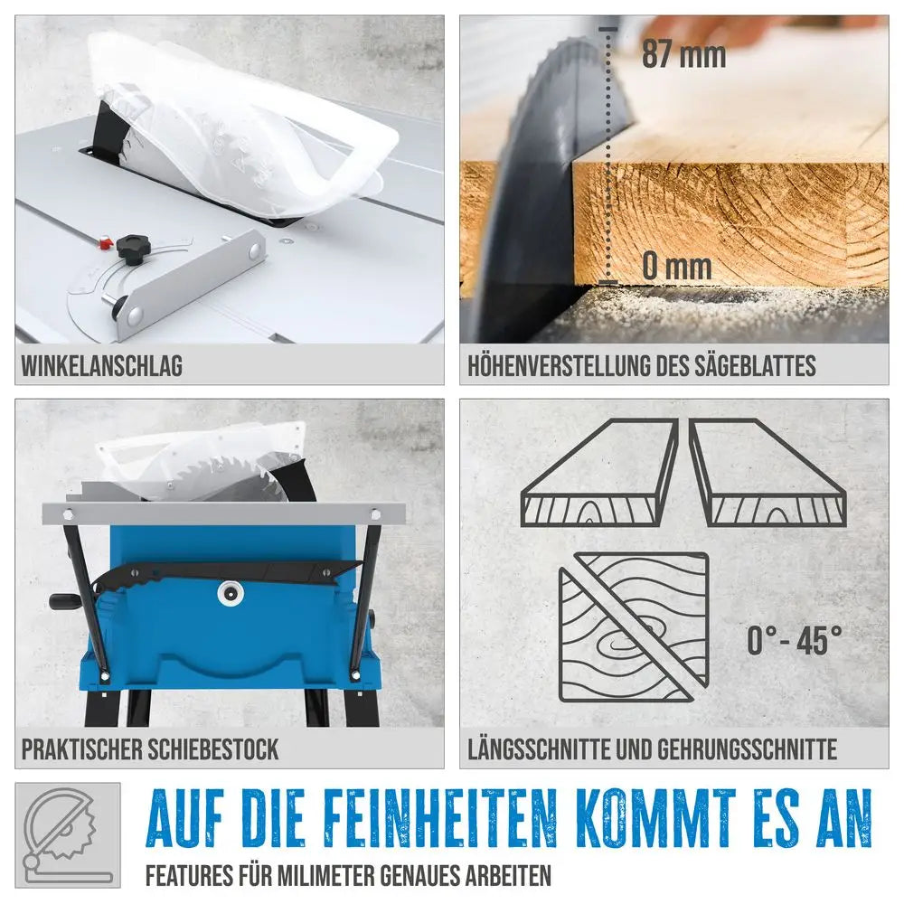 Sega circolare da banco Guede GTK 2000.1 – 2000 W, Ø250 mm, con estensioni