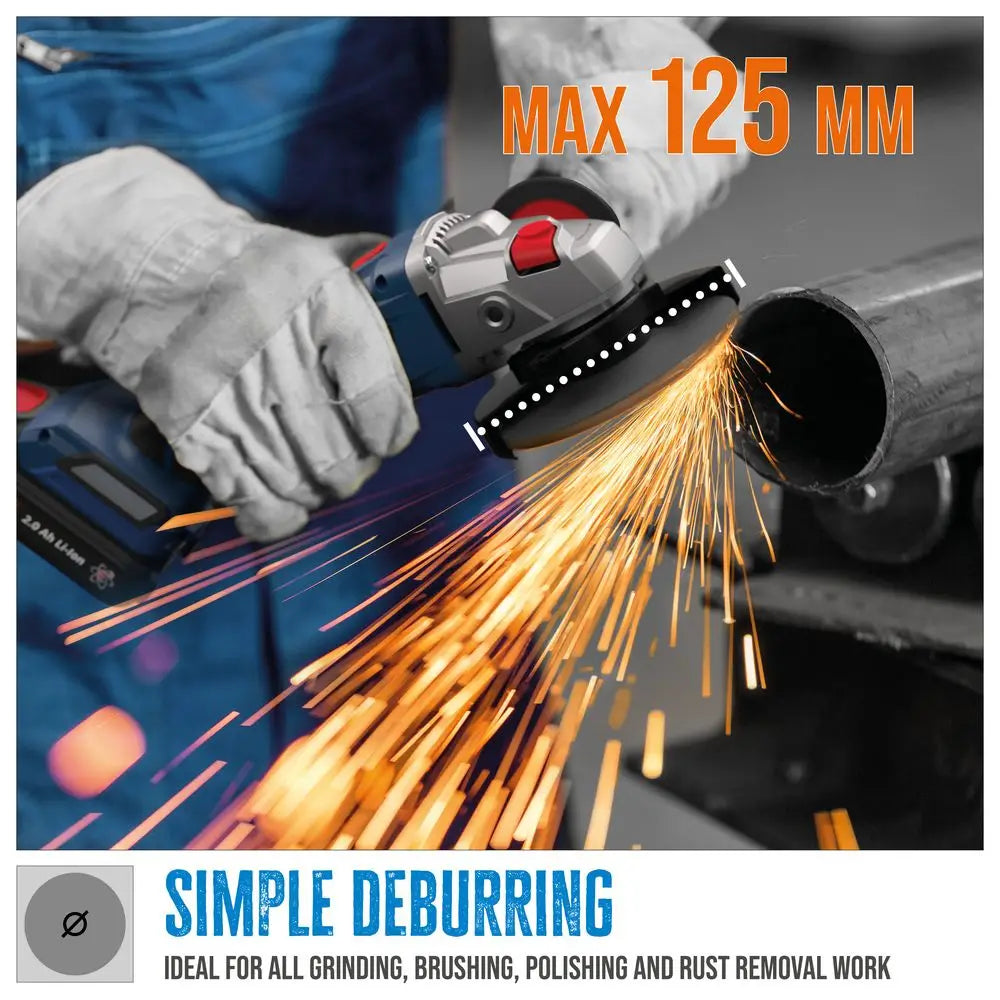 Smerigliatrice angolare a batteria Guede WS 18-0 BL – 18V Brushless, Ø125 mm