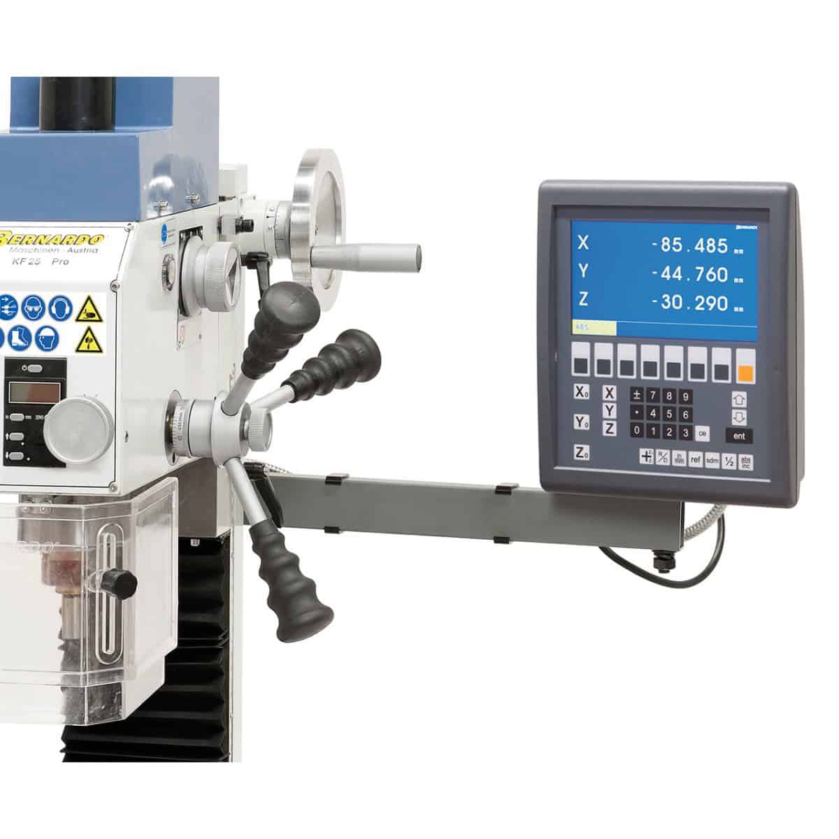 KF 25 Pro drilling and milling machine with feed and position display.