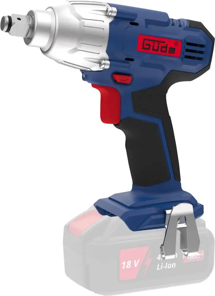 Avvitatore a impulsi Guede BSS 18 1/2-0 con attacco 1/2ā in metallo, corpo in alluminio e luce LED integrata, ideale per serraggi professionali fino a 230 Nm.