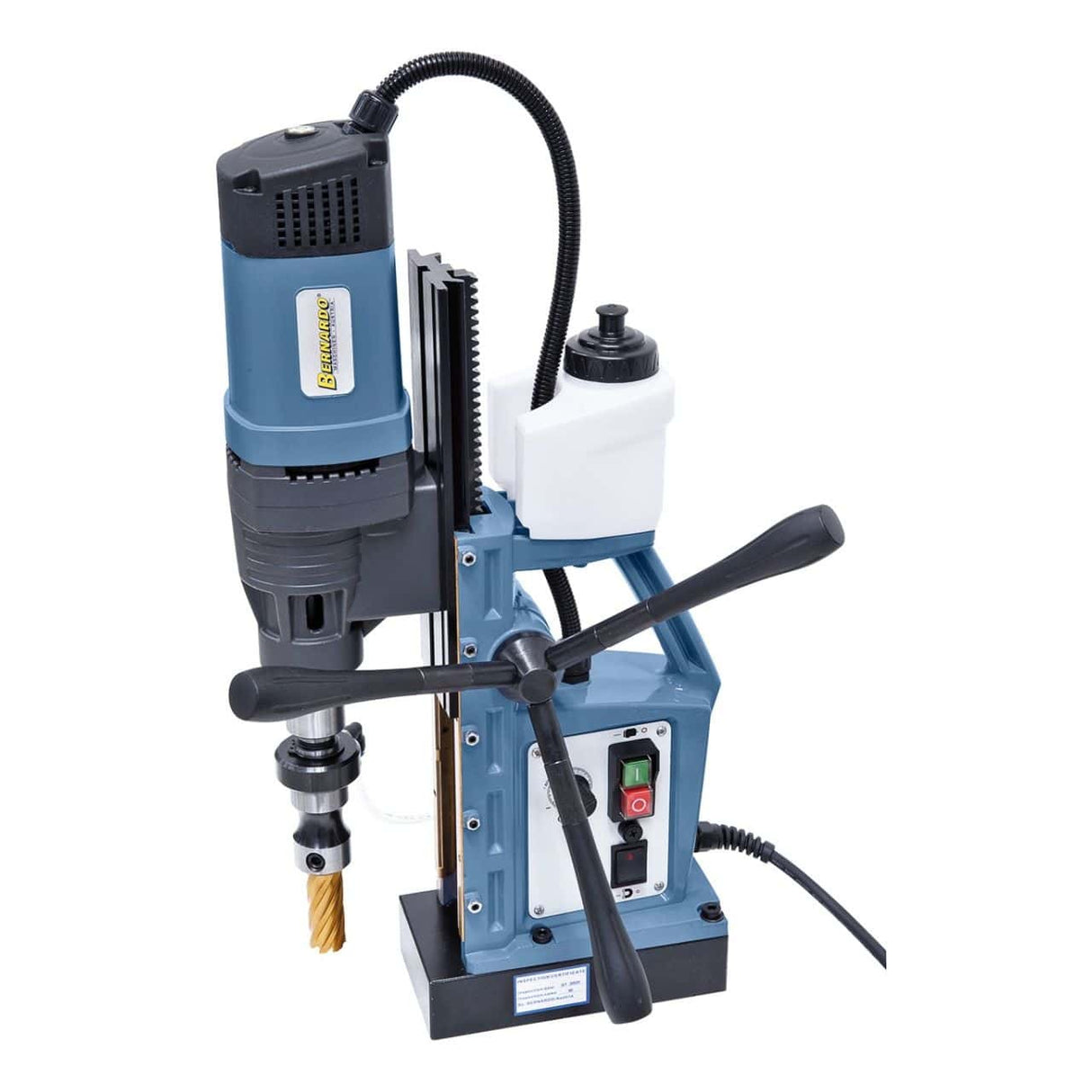 Carotatrice magnetica Bernardo MD 9875 VD con capacità fino a Ø 98 mm, sistema di raffreddamento interno e base magnetica da 17.000 N.