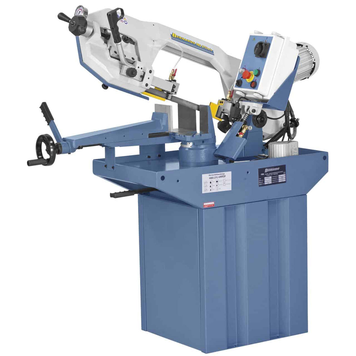 Sega a nastro orizzontale Bernardo HBS 275 Vario con alimentazione 230 V, telaio in ghisa e velocità variabile da 45 a 90 m/min.