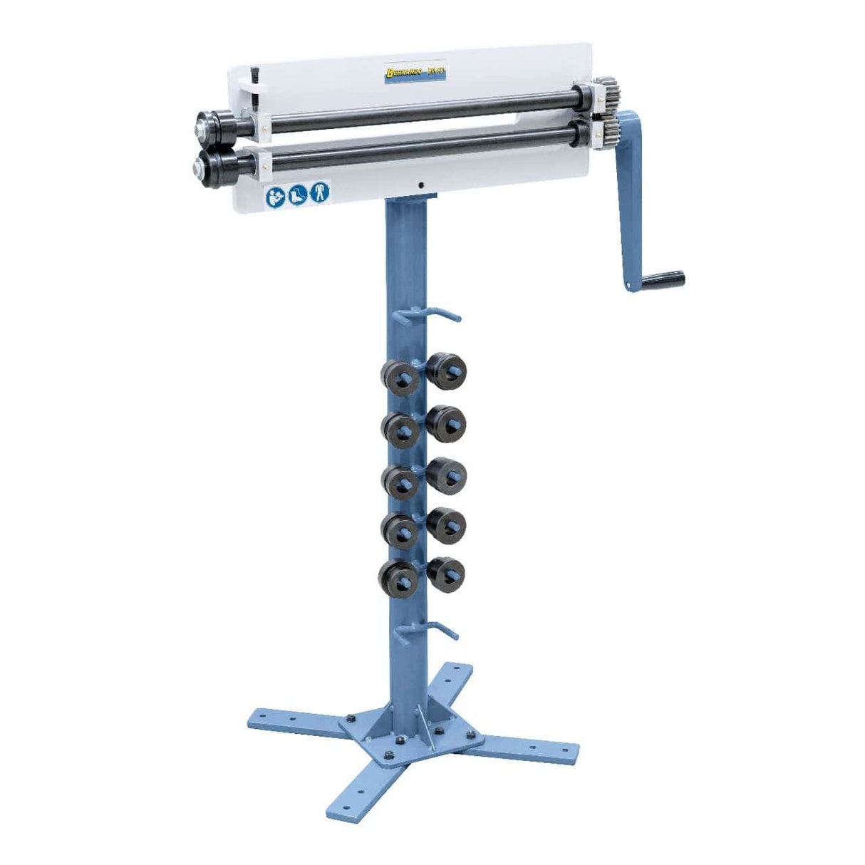 Bernardo Bordatrice manuale SM 470 con profondità di lavoro di 470 mm, 6 coppie di rulli e basamento incluso.