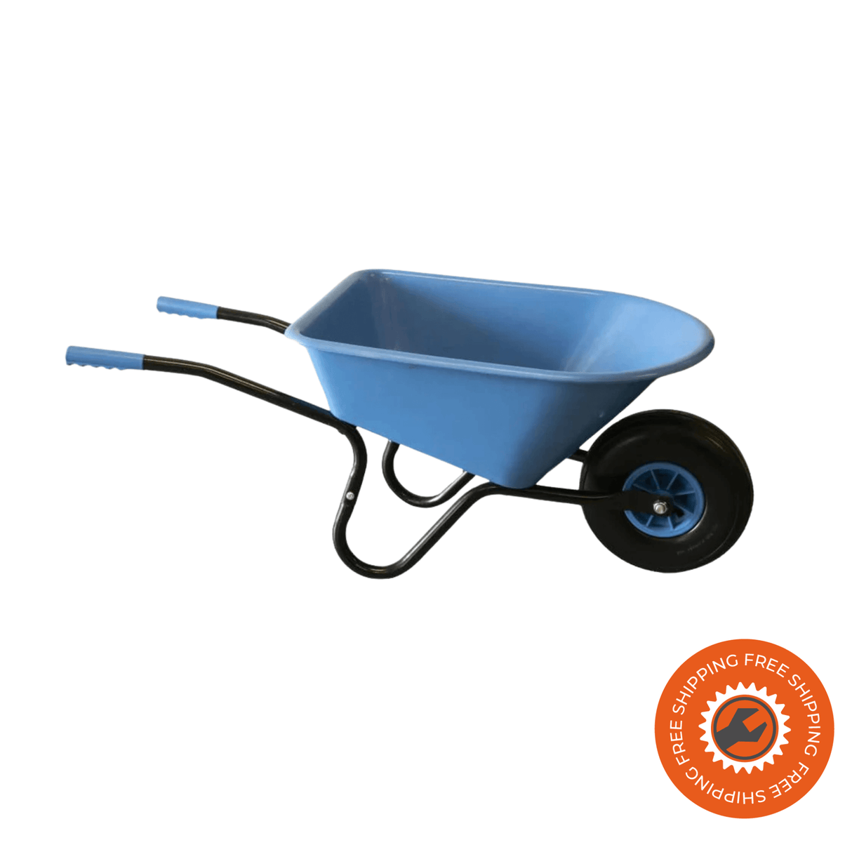 Carriola Ravendo BJ 350 PP PUR Blu con vasca da 35 litri e ruota antiforatura, ideale per giardinaggio e hobby.