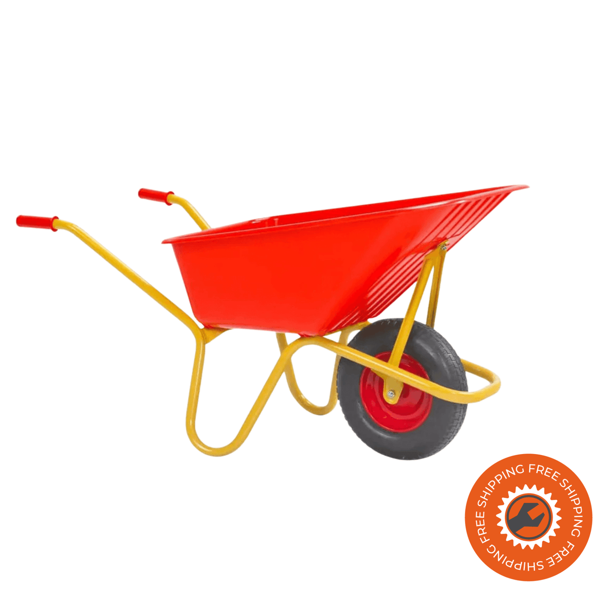 Carriola Ravendo BU 1000 PP PUR AVANTI con vasca in polipropilene rinforzato da 110 litri e ruota PUR antiforatura, ideale per cantiere e giardinaggio.