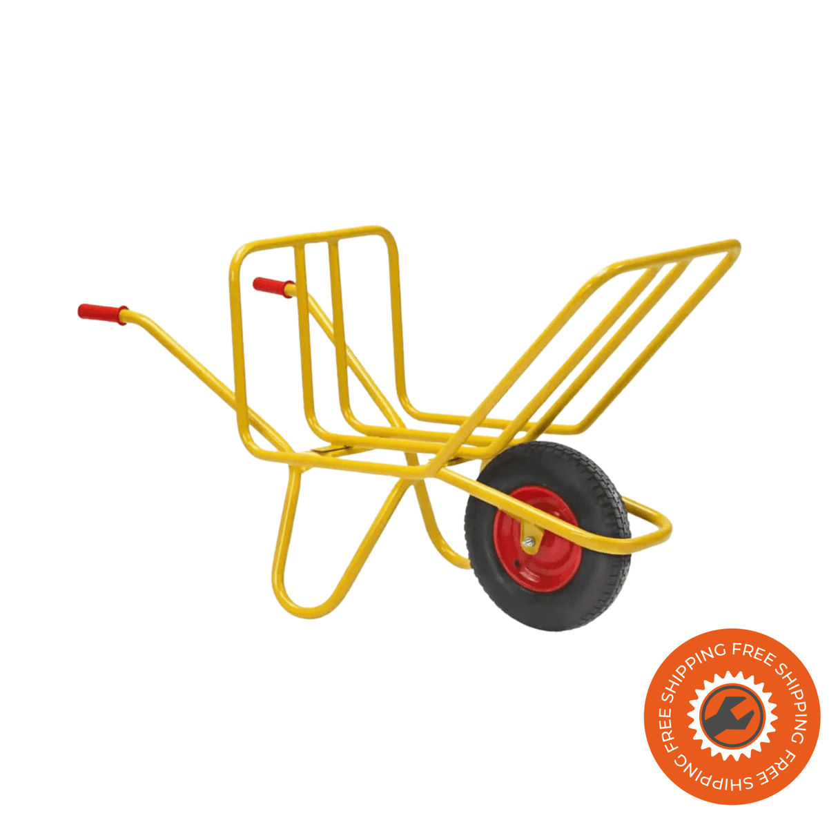 La carriola Ravendo FWT 200, progettata per legna da ardere, con capacità di carico fino a 200 kg e ruota pneumatica con cerchio in acciaio, pratica e resistente per uso domestico e agricolo.