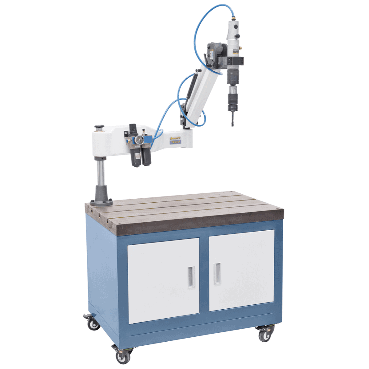 Bernardo Filettatrice pneumatica TM 24 P / R 1100 con braccio snodato da 1100 mm, mandrino rapido di sicurezza e regolazione angolare 0°–90°.