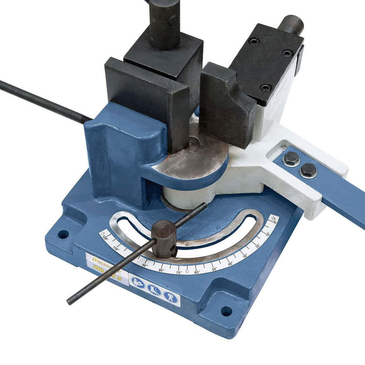 Bernardo Piegatrice angolare WB 200 S per acciaio, rame e alluminio, con piastra di piegatura, battuta angolare e blocco eccentrico.