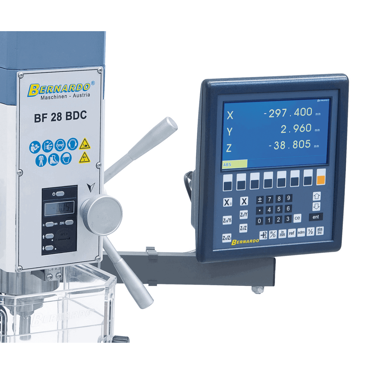 BF 28 BDC drilling and milling machine with 3-axis feed and position display