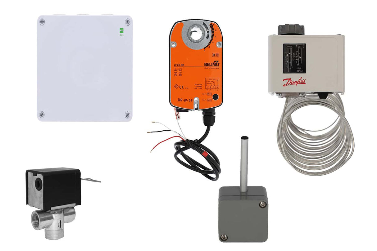 Set di controllo Reventon KHC per la serie MC, composto da componenti dedicati per la gestione centralizzata di più unità , ideale per regolare temperatura, velocità e funzionamento dei ventilconvettori in modo efficiente e sincronizzato.