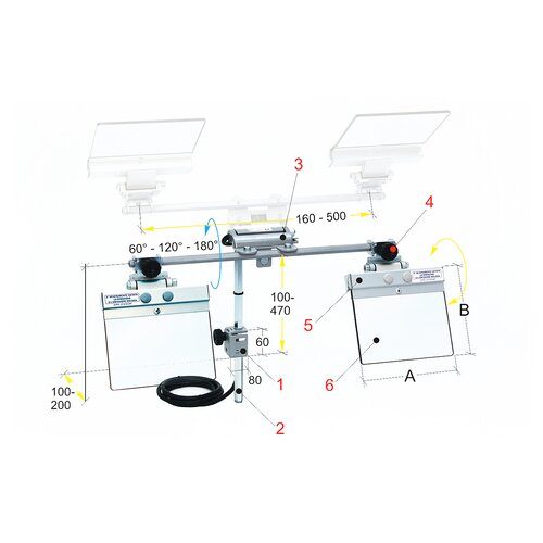 Protezione regolabile con doppio vetro per affilatrici e smerigliatrici. Dotata di braccio articolato e microswitch di sicurezza integrato.