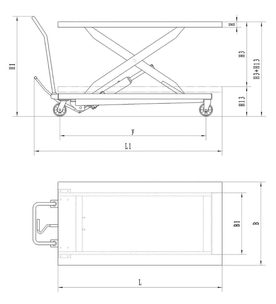 Tavolo di sollevamento a piattaforma idraulico con piano grande TG 1000
