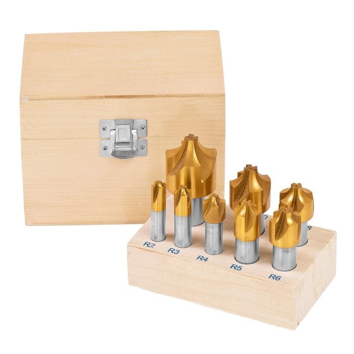 8-Piece High Speed Steel (HSS) Quarter Circle Router Bit Set