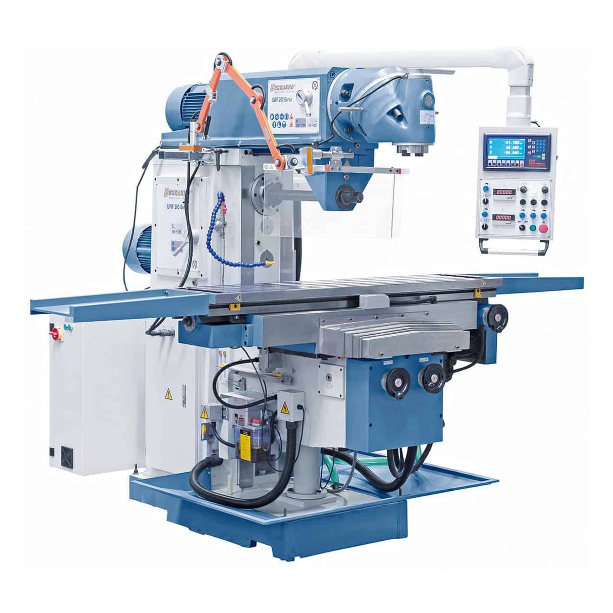 Universal milling machine with servo-assisted turret for UWF 200 Servo feeds
