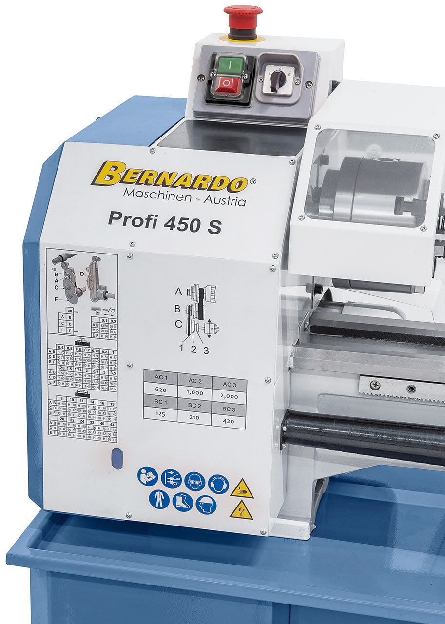 Tornio per metallo Bernardo Profi 450 S 230V + Utensili Carburo 12 mm 5pz