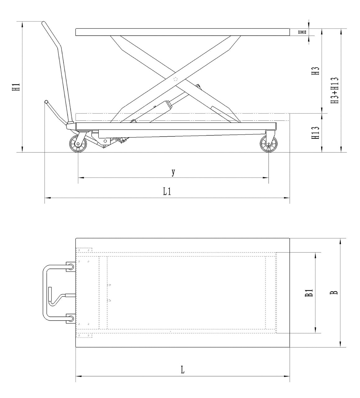 Hydraulic platform lifting table with large top TG 500