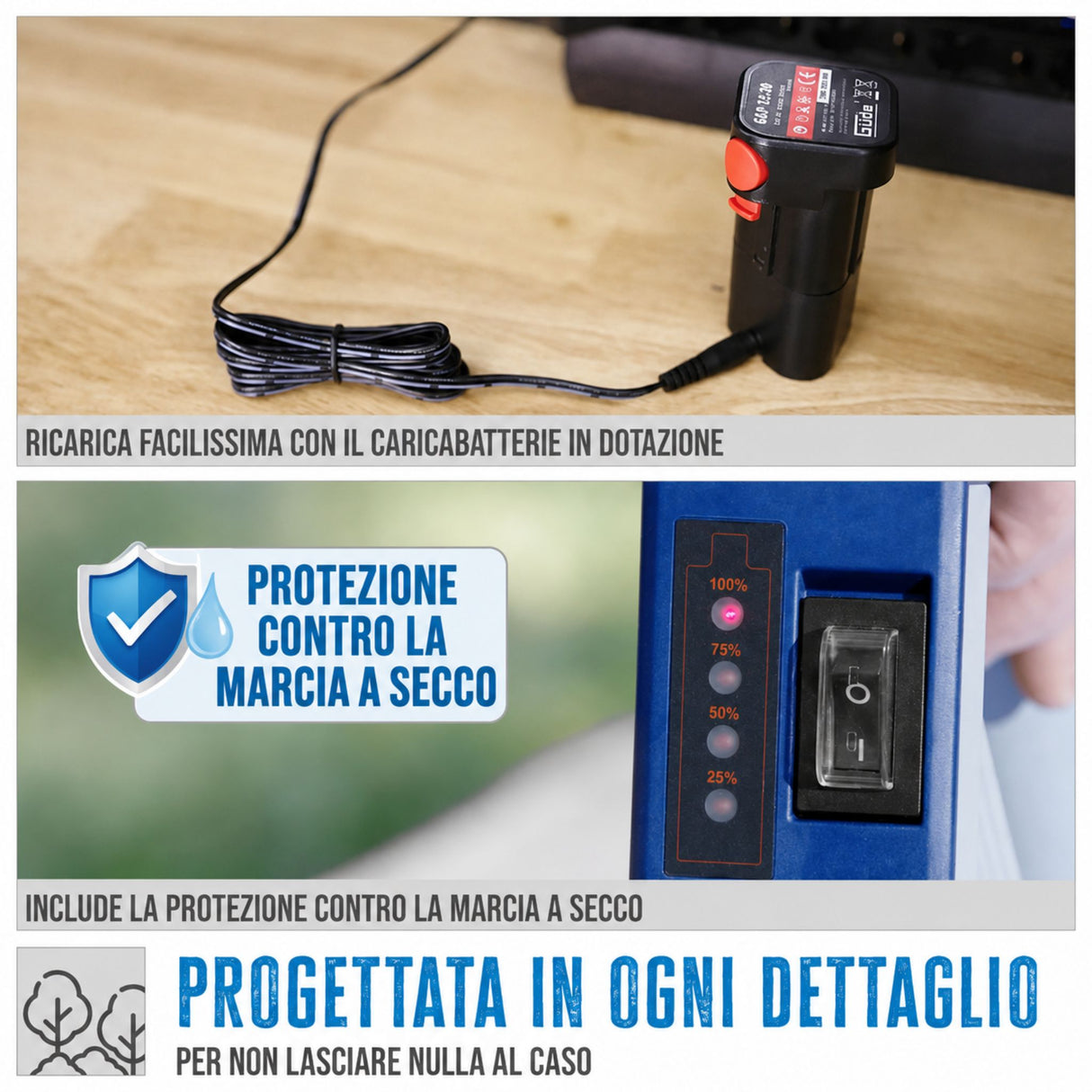 Pompa per cisterna d'acqua piovana a batteria Güde RFP 12-201-04