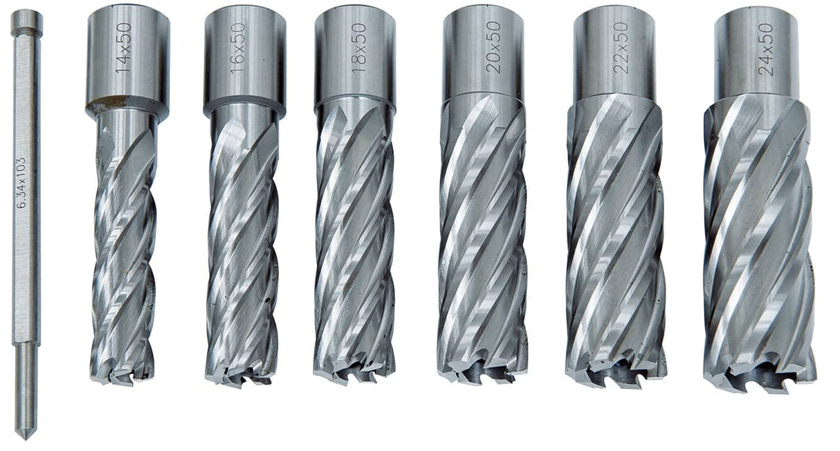 HSS CDL Standard Core Drill Bit Set, 14 - 24 mm, 50 mm Drilling Depth 