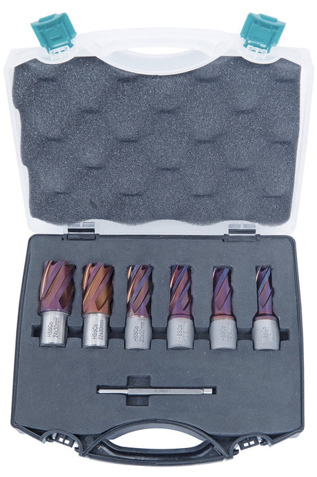 Set fresa a corona HSSCO5 CDS, con rivestimento in nACO, 14 - 24 mm, profondità di foratura 30 mm