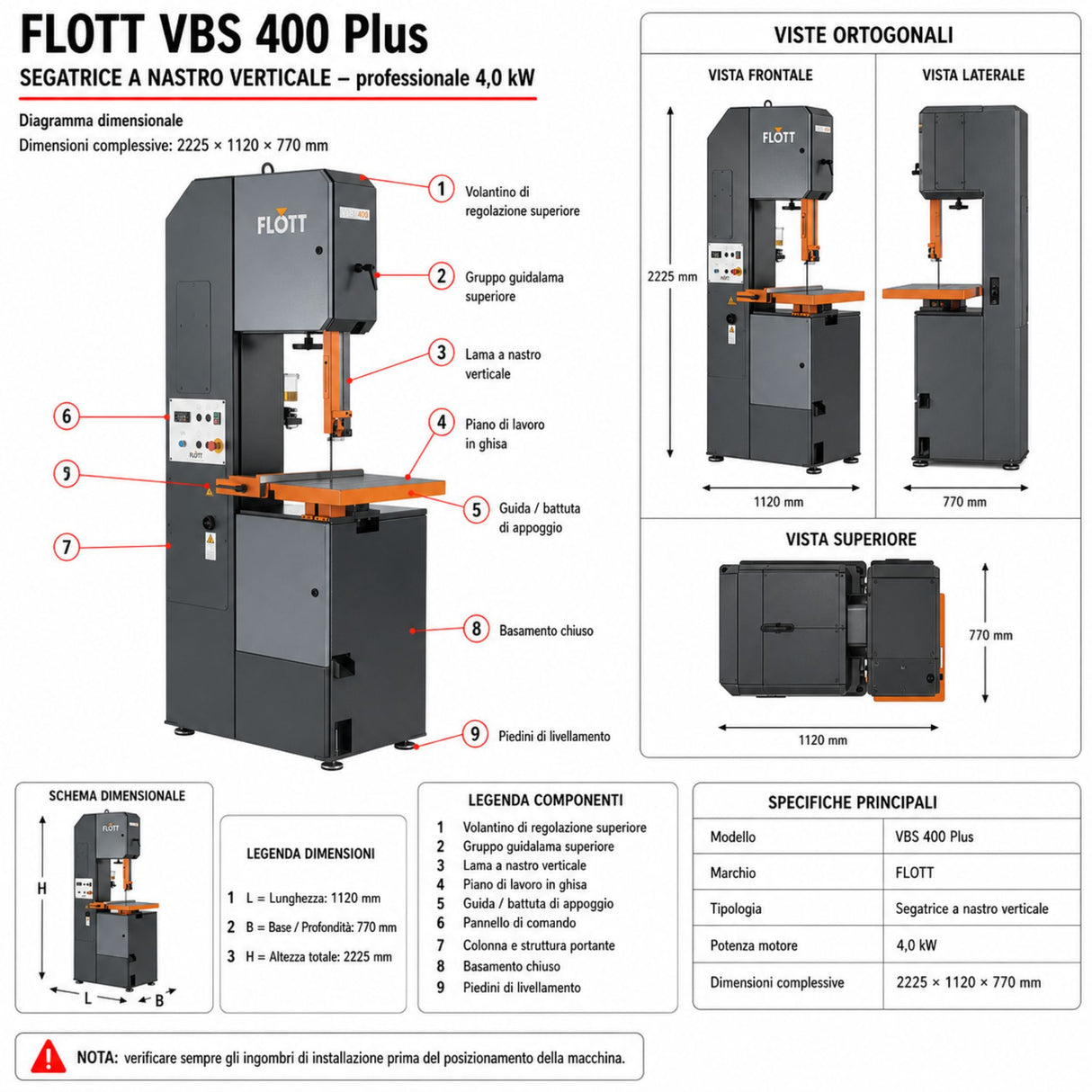 Sega a nastro per metallo Flott trice a nastro verticale VBS 400 Plus
