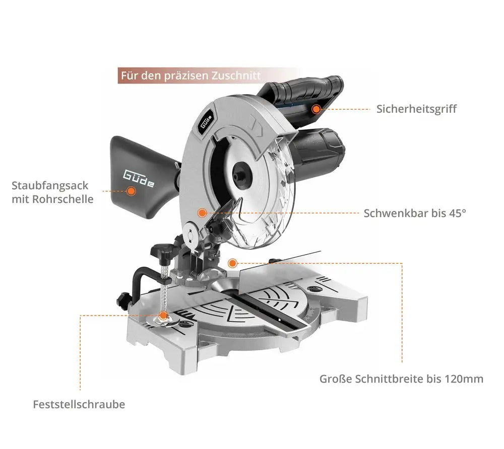Güde GKS 2134.1 – Troncatrice compatta per tagli angolari e obliqui 1100 W