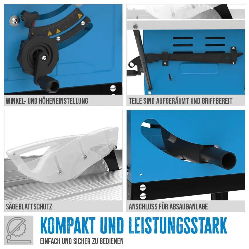 Sega circolare da banco Guede GTK 2000 A – 2000 W, Ø250 mm, tavolo in alluminio