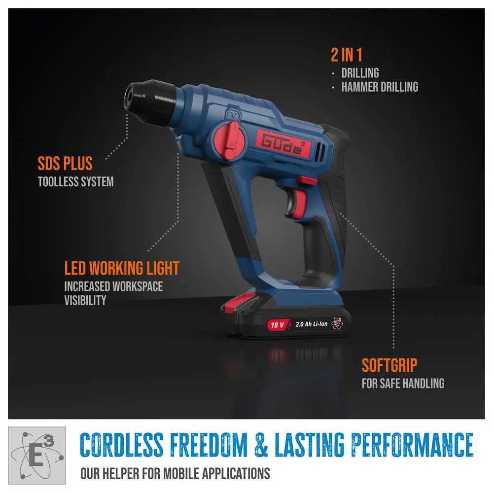 Martello perforatore a batteria Guede BH 18-0 – compatto SDS Plus