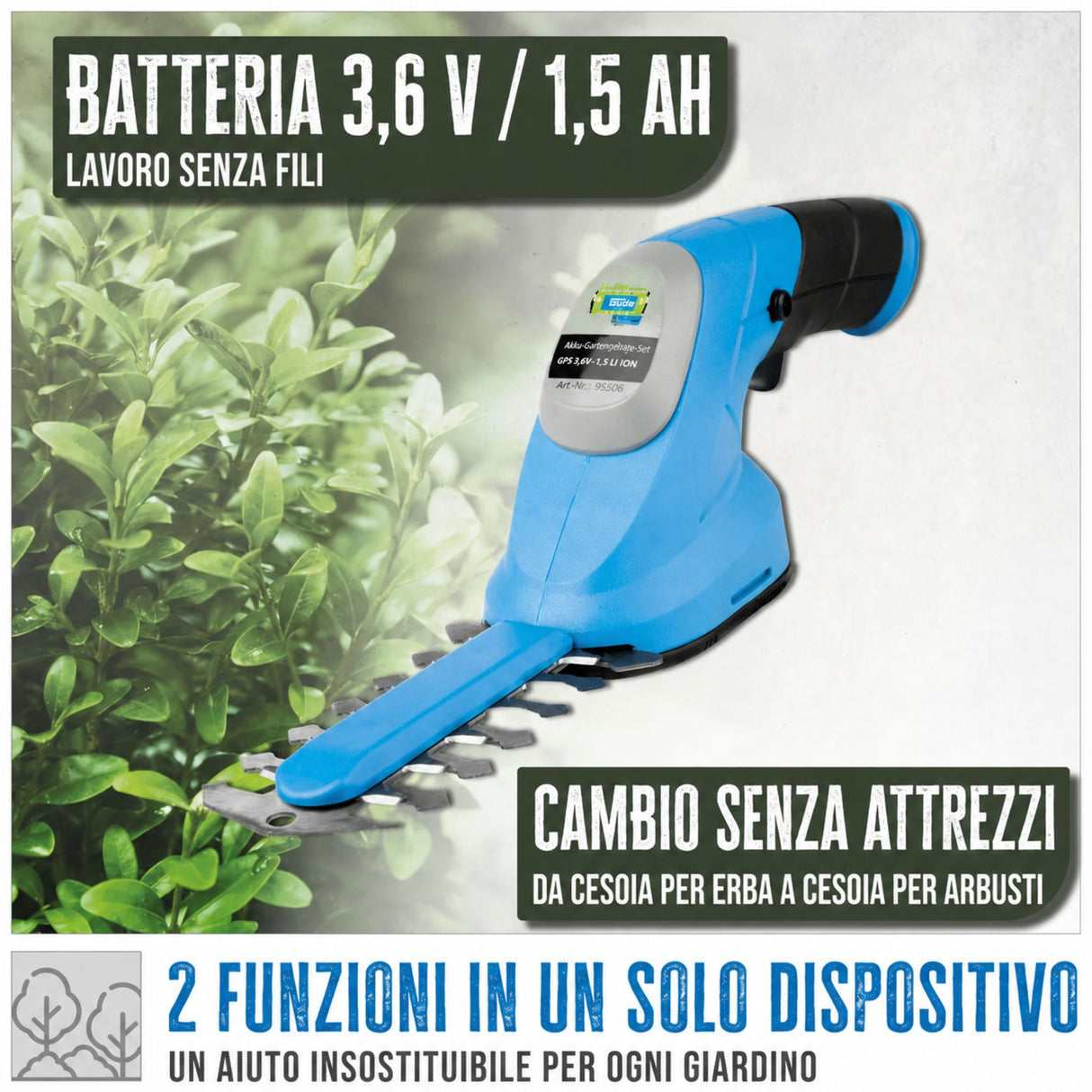 Set per la cura del giardino a batteria Güde GPS 3,6V-1.5