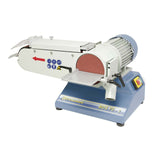 Levigatrice a nastro e disco Bernardo BDS 75-2 con due velocità, nastro 75 x 1180 mm, disco Ø 150 mm e struttura robusta.