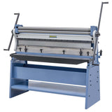 Macchina Bernardo 3 in 1 con cesoia, piegatrice e calandra integrata, larghezza di lavoro 1315 mm, struttura robusta e compatta.