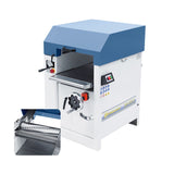 Pialla a spessore Bernardo DH 410 S con albero a spirale a 72 inserti TCT, motore trifase 400 V e regolazione digitale dell’altezza.