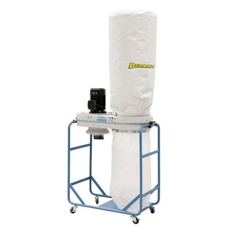 Impianto di aspirazione Bernardo FT 200 N con sacca trucioli da 110 L, filtro 1,83 m² e doppio attacco Ø 100 mm, ideale per falegnamerie.