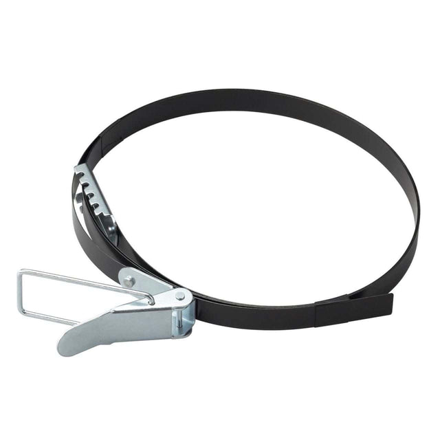 Fascetta di fissaggio sacchetto Bernardo in acciaio zincato, compatibile con aspiratori FP 2, FP 3 e DC serie CF, per un montaggio stabile, sicuro e a tenuta d’aria.