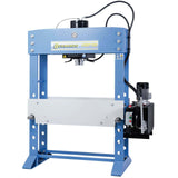 Pressa idraulica Bernardo HWP 100 con cilindro scorrevole, piano regolabile e manometro, ideale per raddrizzatura, montaggi e prove di carico.