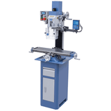 Trapano-fresatrice Bernardo KF 25 L Vario con testa inclinabile ±90°, tavola a croce 700 mm, visualizzatore digitale a 3 assi DT 40 e regolazione continua della velocità.