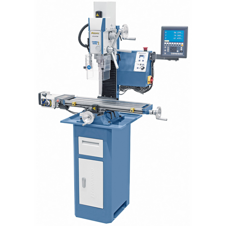 Trapano-fresatrice Bernardo KF 28 Top con tavola a croce 700 x 180 mm, testa inclinabile ±90°, velocità variabile, avanzamento automatico asse X e visualizzatore digitale a 3 assi ES-12 V.