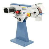 Levigatrice a nastro Bernardo MS 75 x 2000 S con nastro 75 x 2000 mm, piano continuo per pezzi lunghi e motore potente da 3,0 kW.