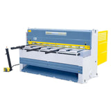 Cesoia a ghigliottina Bernardo MTE 2060 x 4 mm NCC con lame doppie, backgauge NC motorizzato e tavolo con rulli integrati.