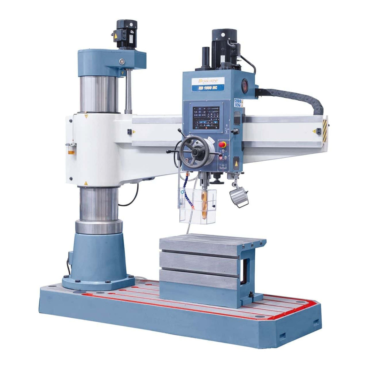 Trapano radiale Bernardo RD 1600 x 60 NC Vario con touchscreen, velocità variabile continua, servo motore per avanzamento mandrino e robusta struttura industriale