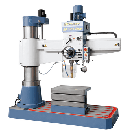 Trapano radiale Bernardo RD 1600 x 60 Vario con capacità di foratura Ø 60 mm, filettatura fino a M45, corsa orizzontale braccio 1250 mm, velocità variabile e dotazione completa.