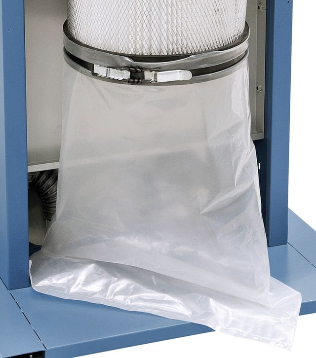 Set da 10 sacchetti Bernardo in plastica trasparente per raccolta trucioli e polveri fini, compatibili con aspiratore RLA 3700, resistenti e facili da installare.