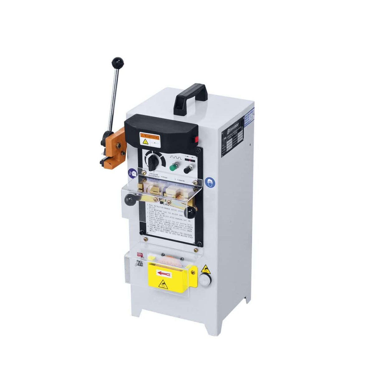 Saldatrice per lame a nastro Bernardo SG 316, compatta e robusta, per saldare lame da 3 a 16 mm con alimentazione 400 V.